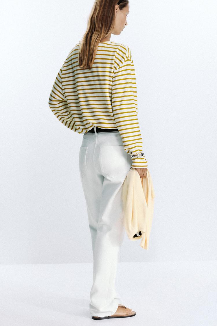 Bomulls-T-shirt med randiga ränder