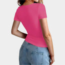 Kort smal t-shirt med rund hals