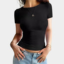 Kort smal t-shirt med rund hals