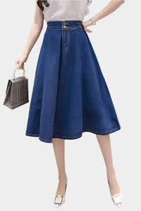 Mellia högmidjad  denim midikjol