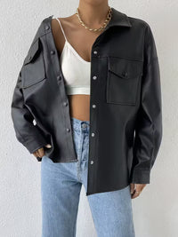 Tessa avslappnad svart enkelknäppt jacka