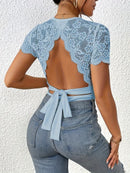 Randig jumpsuit med stickad bar rygg
