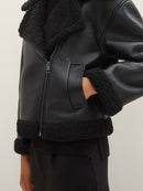 Långärmad fårskinnsjacka med dragkedja