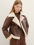 Långärmad fårskinnsjacka med dragkedja