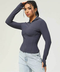 Slim fit långärmad sportjacka med huva