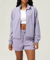 Casual sportkläder set med jacka och shorts