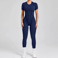 Kortärmade rygglösa sport jumpsuits