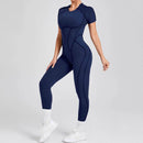 Kortärmade rygglösa sport jumpsuits