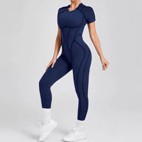 Kortärmade rygglösa sport jumpsuits