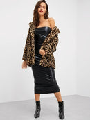 Mjuk jacka med leopardtryck