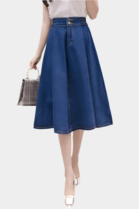 Mellia högmidjad  denim midikjol