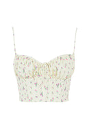 Citronfärgad blommig bustier topp med veck