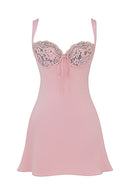 Adriana rosa satin miniklänning