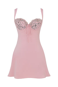 Adriana rosa satin miniklänning