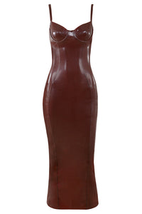 Choklad elegant midiklänning i latex