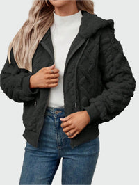 Casual Ria-jacka med huva och dragkedja fram
