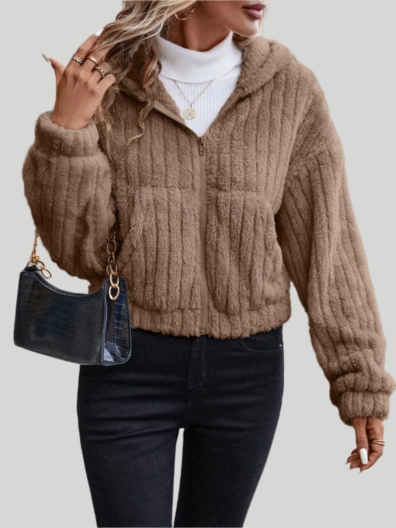 Luna fleece jacka med huva