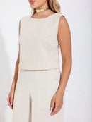 Corinna elegant linne med vida byxor i set