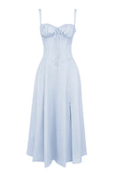 Carmen soft blue Bustier maxi sundress