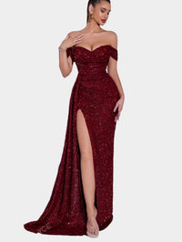 Seraphina axelbandslös maxiklänning med elegant slits