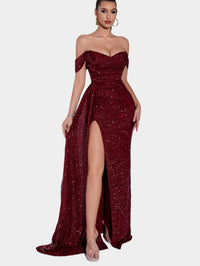 Seraphina axelbandslös maxiklänning med elegant slits