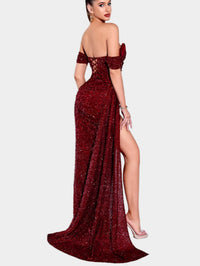 Seraphina axelbandslös maxiklänning med elegant slits