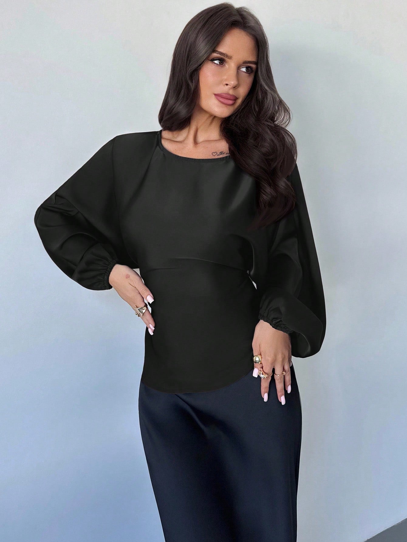 Cassy smal skjorta med utsvängda ärmar