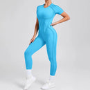 Kortärmade rygglösa sport jumpsuits