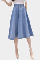 Mellia högmidjad  denim midikjol