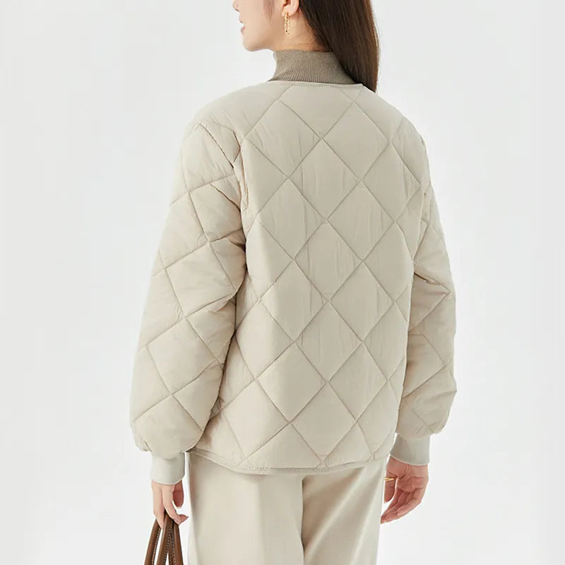 VIKY vinterjacka i bomull med rund krage och fickor