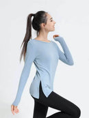 Långärmade ribbade sport-T-shirts