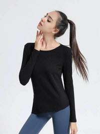 Långärmade ribbade sport-T-shirts