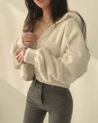 Lammullsjacka med dragkedja och fickor