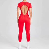 Kortärmade rygglösa sport jumpsuits