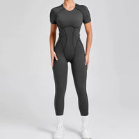 Kortärmade rygglösa sport jumpsuits