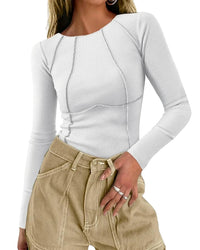 Slimmad långärmad t-shirt med splittråd