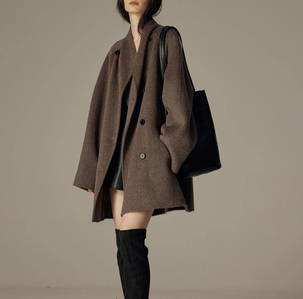 Veronny elegant höstkappa med dubbla rader knappar