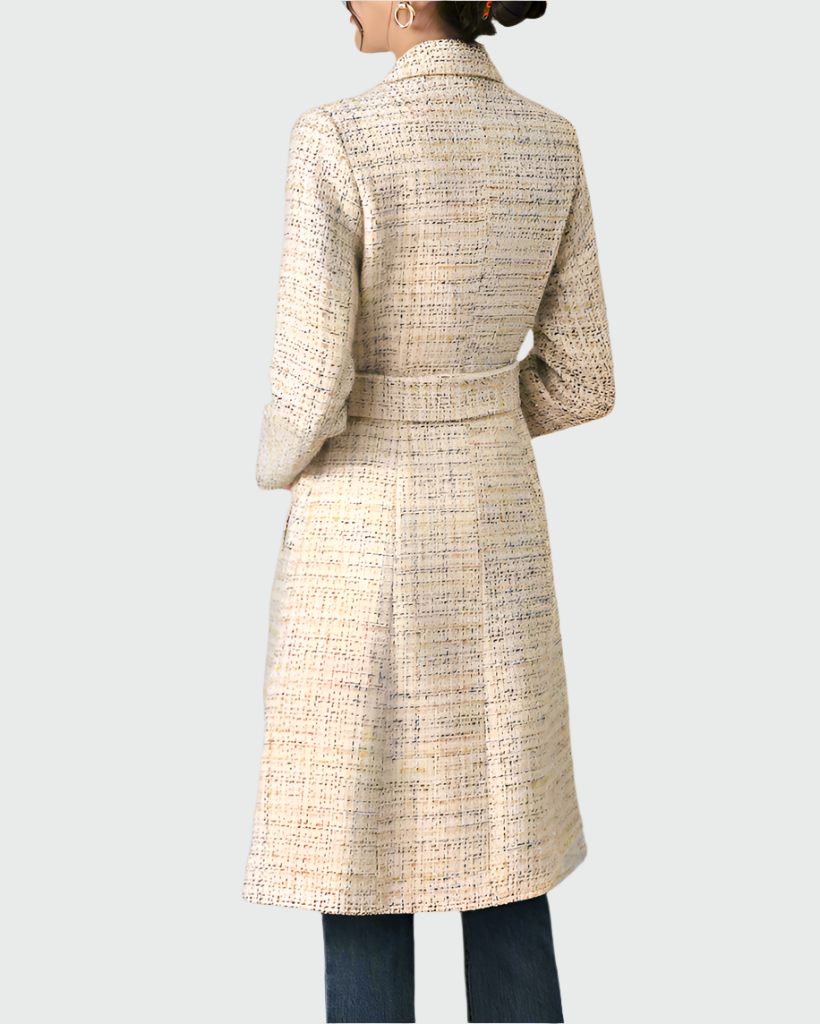 Elegant aprikospläterad lång kappa