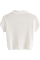 T-shirt med hög krage och halv knapp