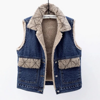 Vadderad väst denim i lammull