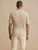 Beige kortärmat linne med v-ringning