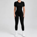 Kortärmade rygglösa sport jumpsuits
