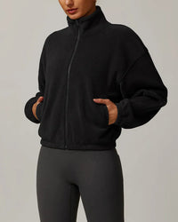 Kort jacka i polar fleece med ståkrage