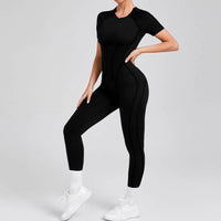 Kortärmade rygglösa sport jumpsuits