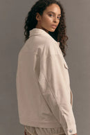 Zyoa beige jeansjacka med knappar och långa ärmar