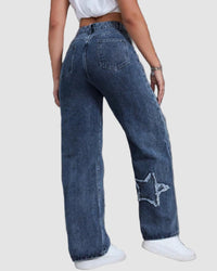 Utsvängda byxor med stjärnmönster