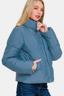 Turtleneck Pufferjacka med dragkedja