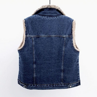 Vadderad väst denim i lammull