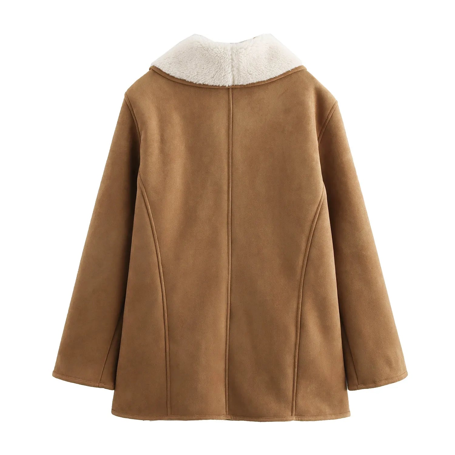 Adryy brun jacka med fransk design, dubbelsidig, halvlång, knappar och fickor