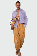 Viviana blå skjorta med knappar och ränder för kvinnor